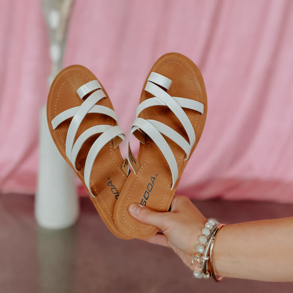 Isabel Multi Strap Sandal- White - Be You Boutique
