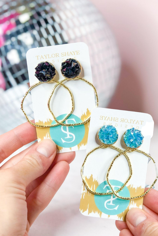 Taylor Shaye Glass Hoop Earrings - Be You Boutique