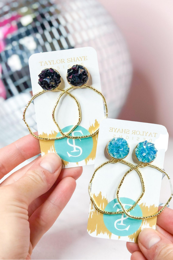 Taylor Shaye Glass Hoop Earrings - Be You Boutique