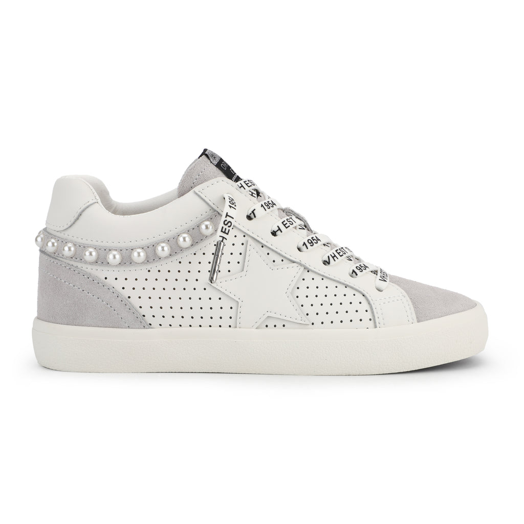 Vintage Havana Peni White and Grey Pearl Detailed High Top Sneaker - Be You Boutique