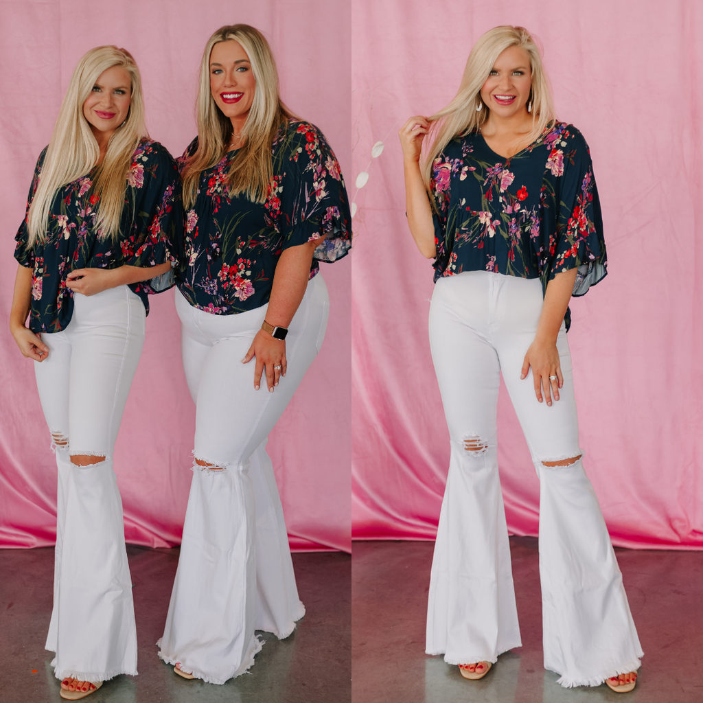 Vibrant Miu Juniper Distressed Flare Denim Jeans ~ White - Be You Boutique