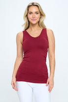 Cathy Basic Reversible Seamless Tank ~ Burgundy - Be You Boutique