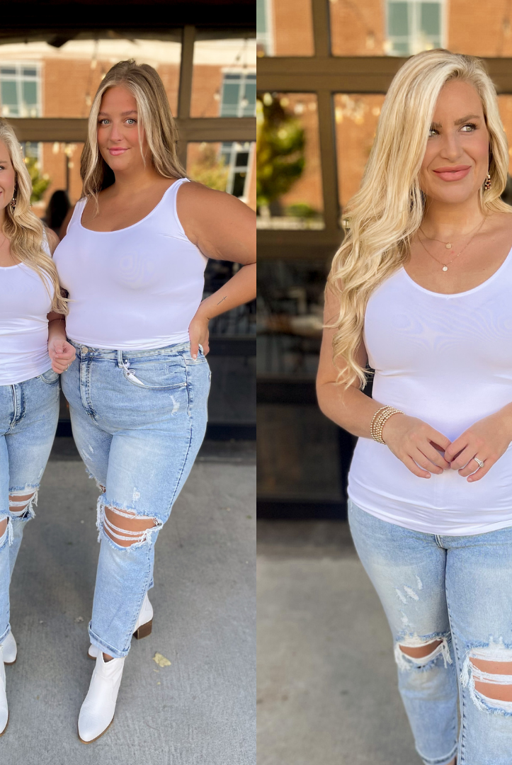 Cathy Basic Reversible Seamless Tank ~ White - Be You Boutique