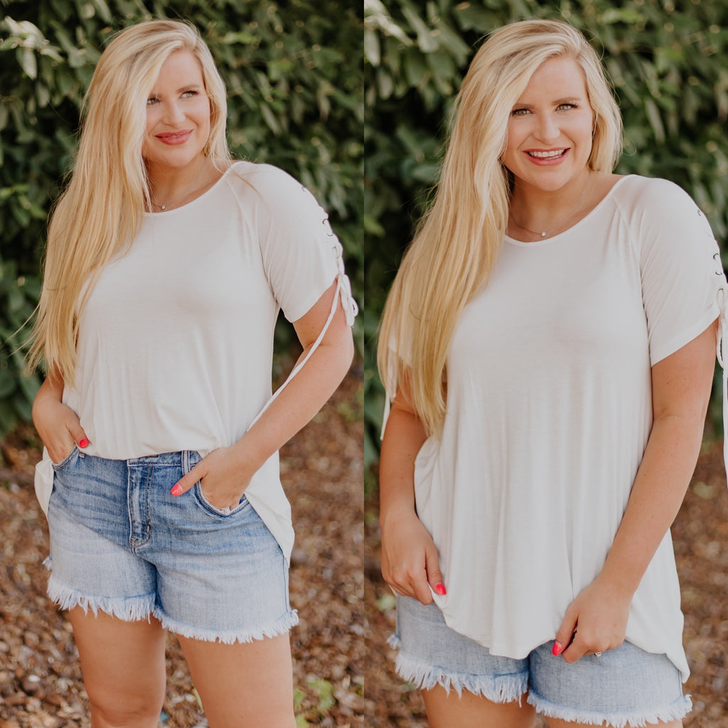 {Last Chance} Shayna Tie Sleeve Detailed Top **FINAL SALE** - ShopBeYouBoutique