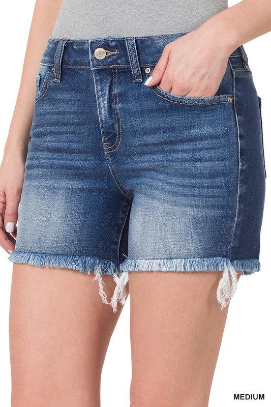Tom Mid Rise Raw Hem Denim Shorts - Be You Boutique