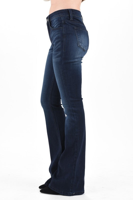Kancan Aberdeen Mid Rise Bootcut Flare Jeans ~ Dark - ShopBeYouBoutique