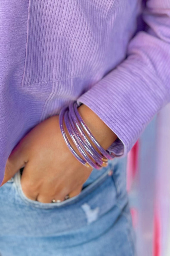 Landry Glitter Jelly Tube Bangle Bracelets, Set of 5 - Multi Colors - Be You Boutique