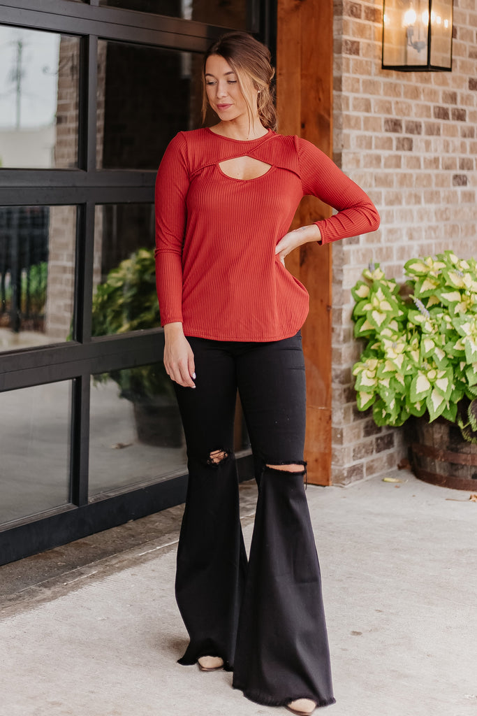 Andrew Soft Rib Cut Out Detail Top - Be You Boutique