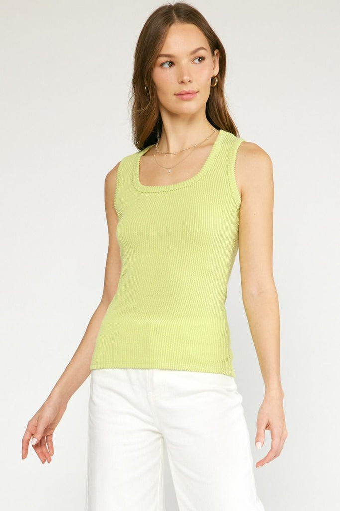 Morgan Ribbed Square Neck Sleeveless Tank Top - Be You Boutique