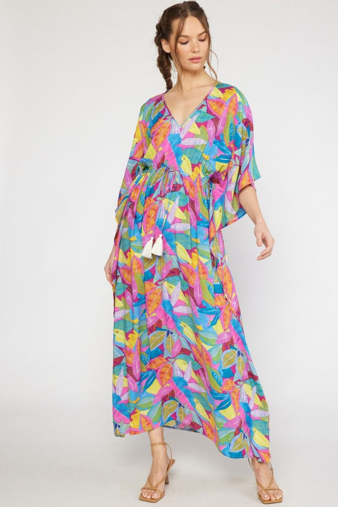 Olem V Neck 1/2 Sleeve Maxi Dress - Be You Boutique