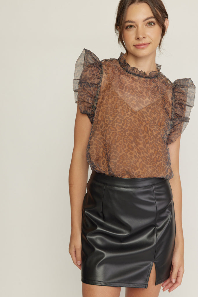 Hadley Cheetah Mock Neck Top  **FINAL SALE** - Be You Boutique