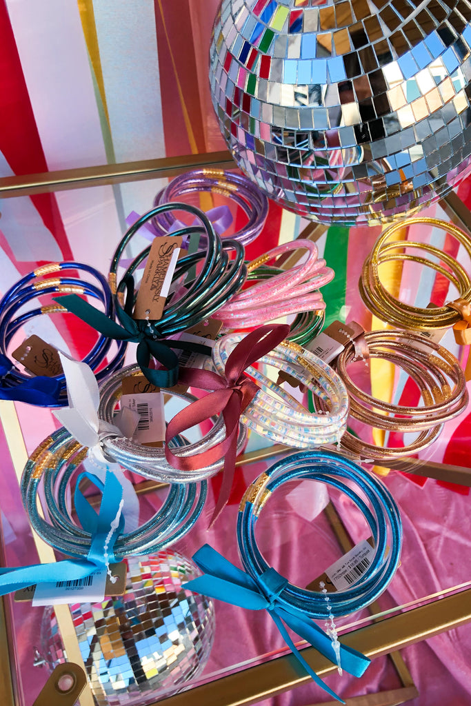 Landry Glitter Jelly Tube Bangle Bracelets, Set of 5 - Multi Colors - Be You Boutique