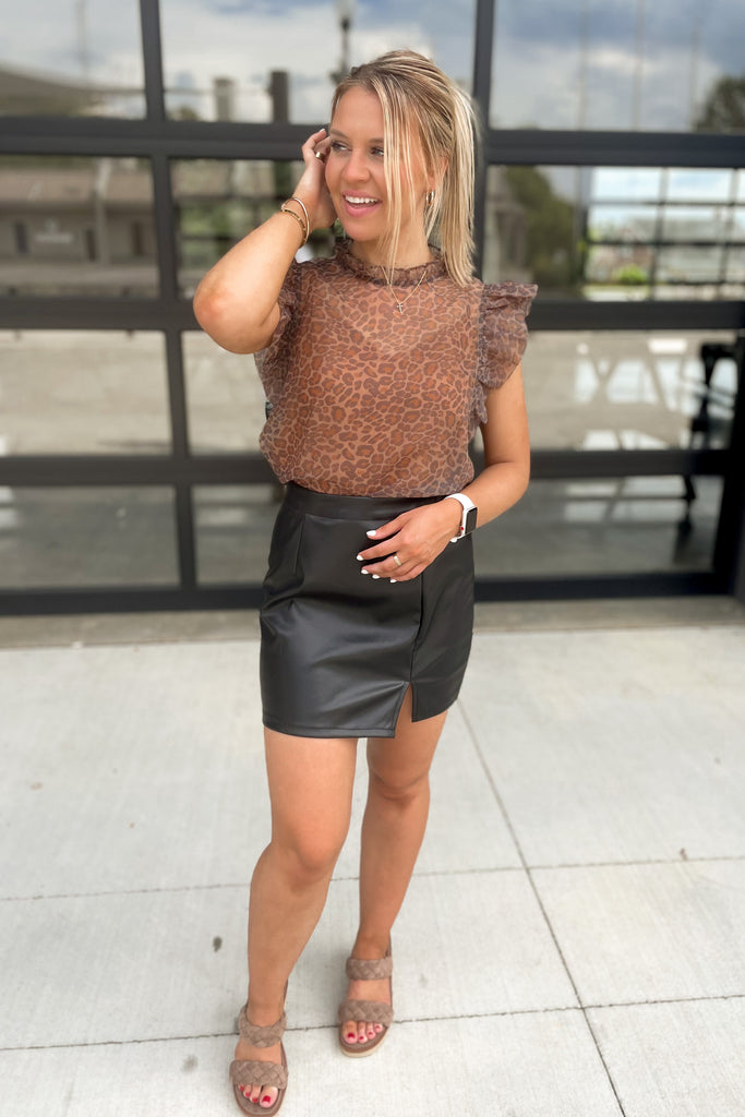 Hadley Cheetah Mock Neck Top  **FINAL SALE** - Be You Boutique