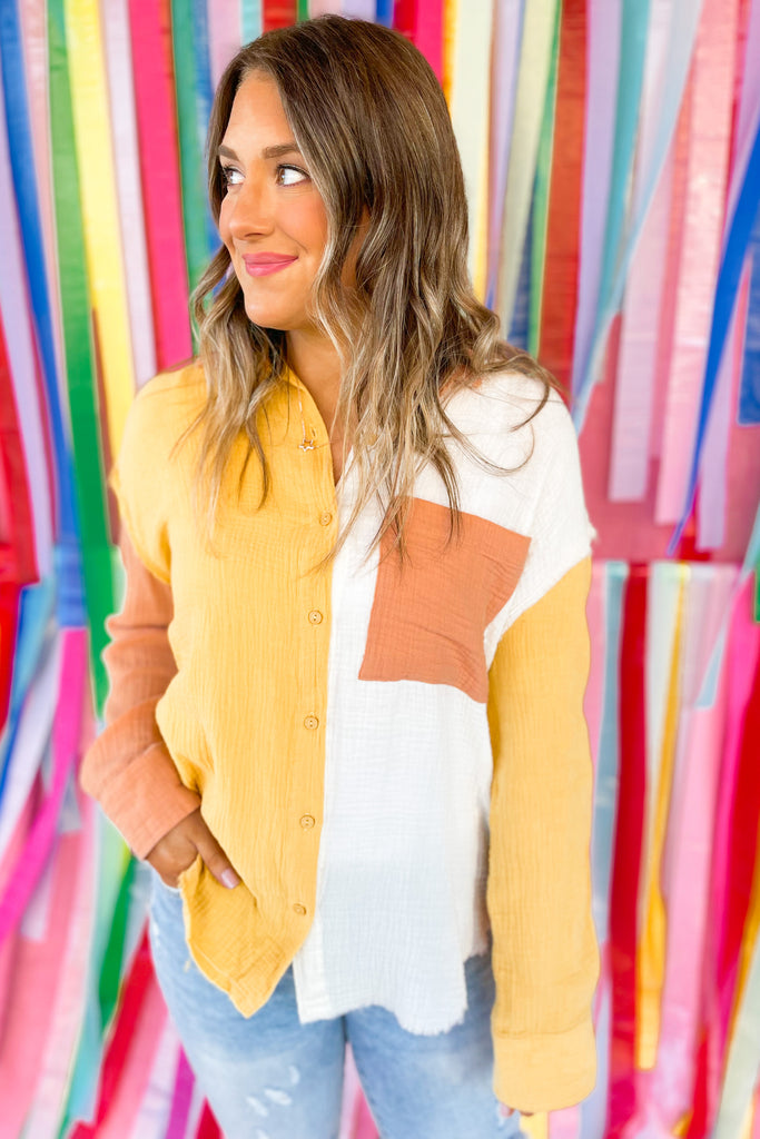 Maxine Gauze Color Block Top - Be You Boutique