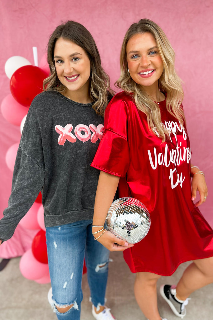 Happy Valentines Jacquered Foil Shirt Dress - Be You Boutique