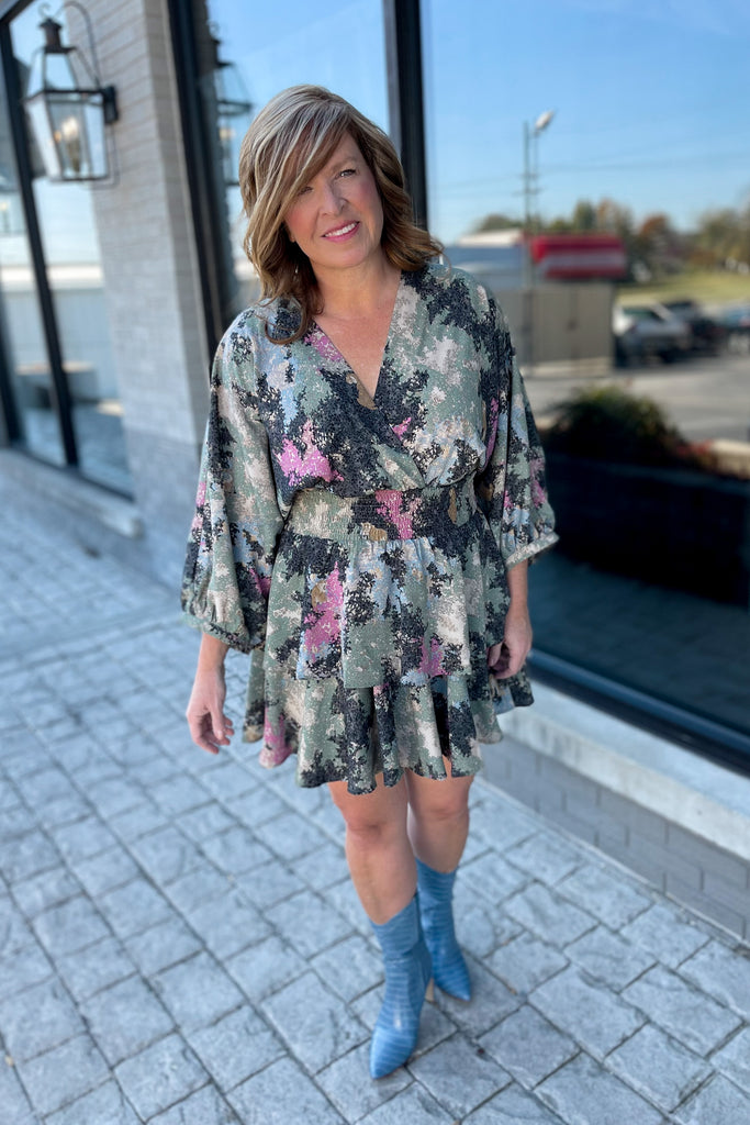 Maggie Mae V Neck Long Sleeve Dress - Be You Boutique