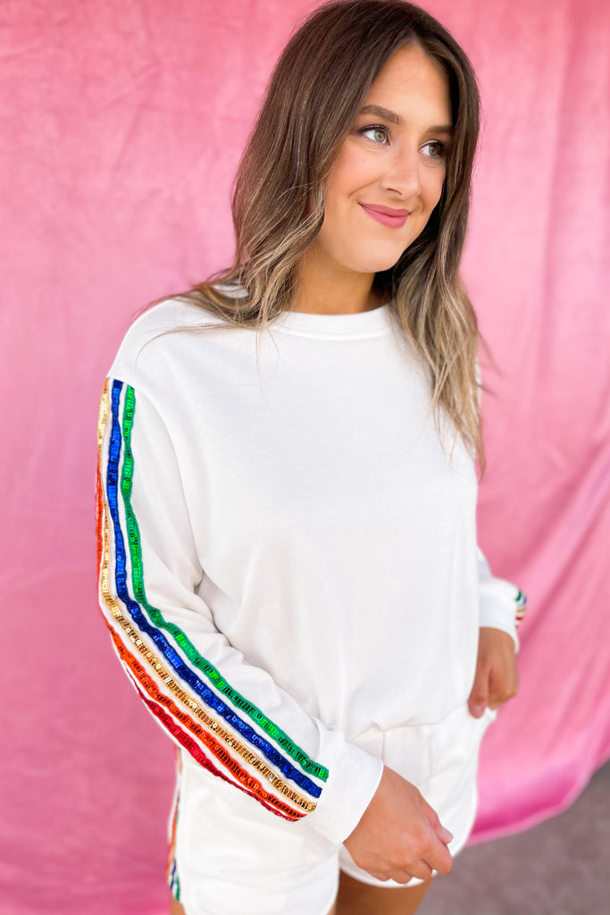 Serena Rainbow Sequin Trim Top and Short 2 Piece Set - Be You Boutique