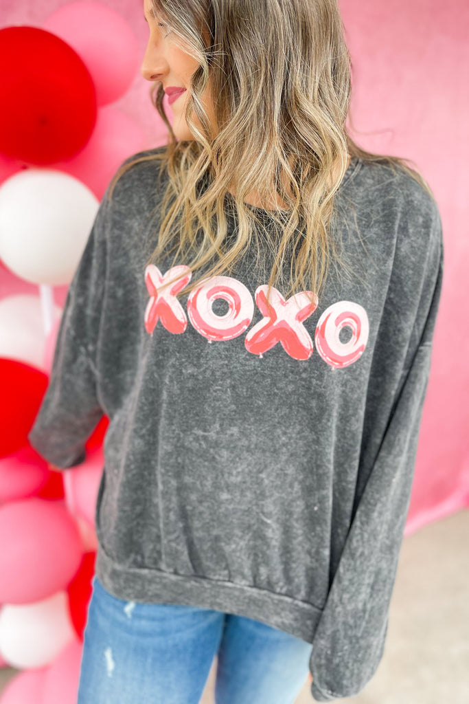 Valentines XOXO Mineral Washed French Terry Top - Be You Boutique