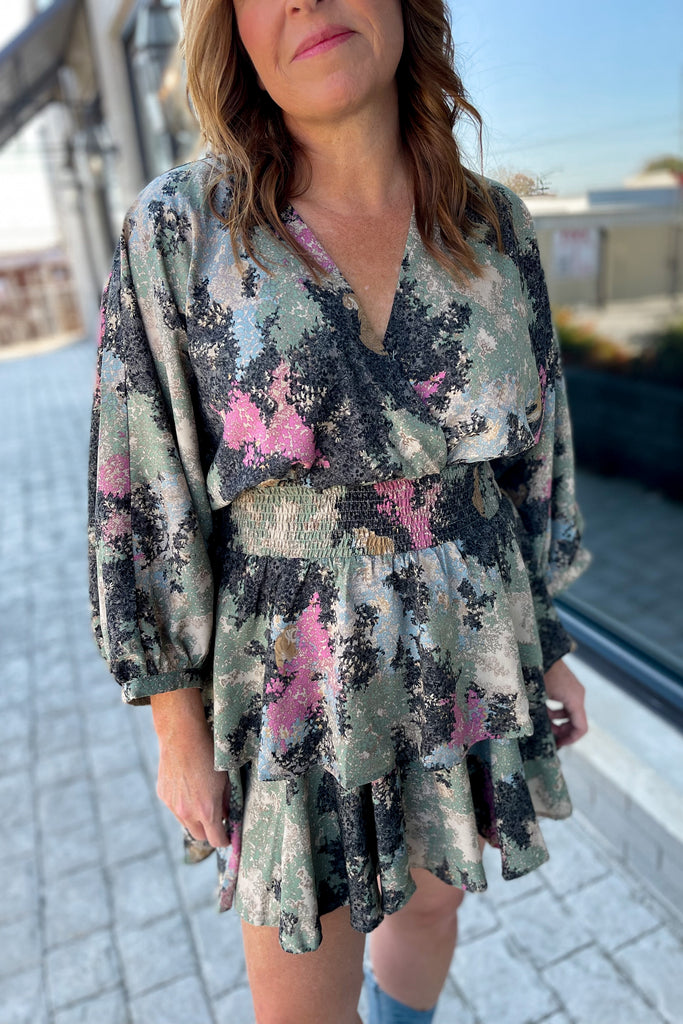 Maggie Mae V Neck Long Sleeve Dress - Be You Boutique