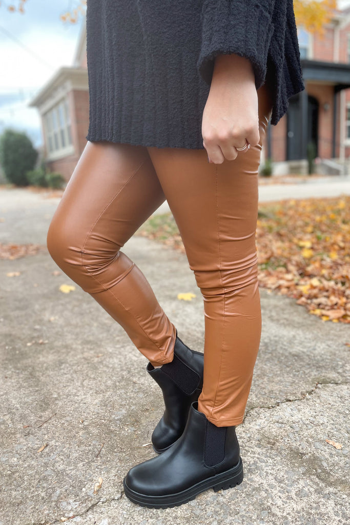 Fiona Leather Wide Waistband Leggings - Be You Boutique