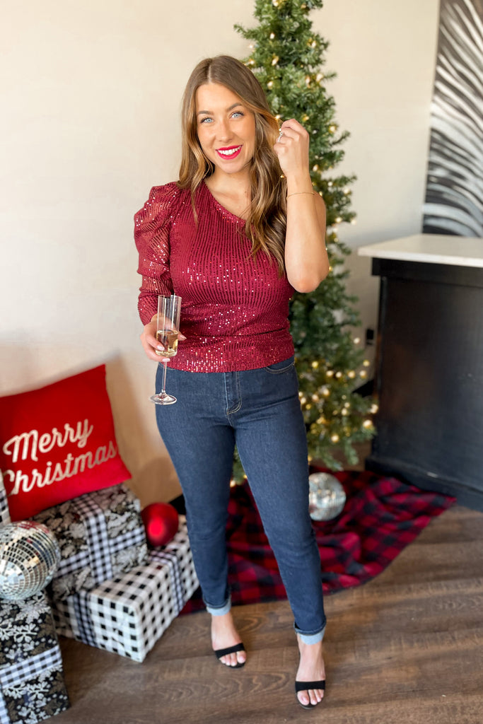 Quinn One Shoulder Sequin Top - Be You Boutique