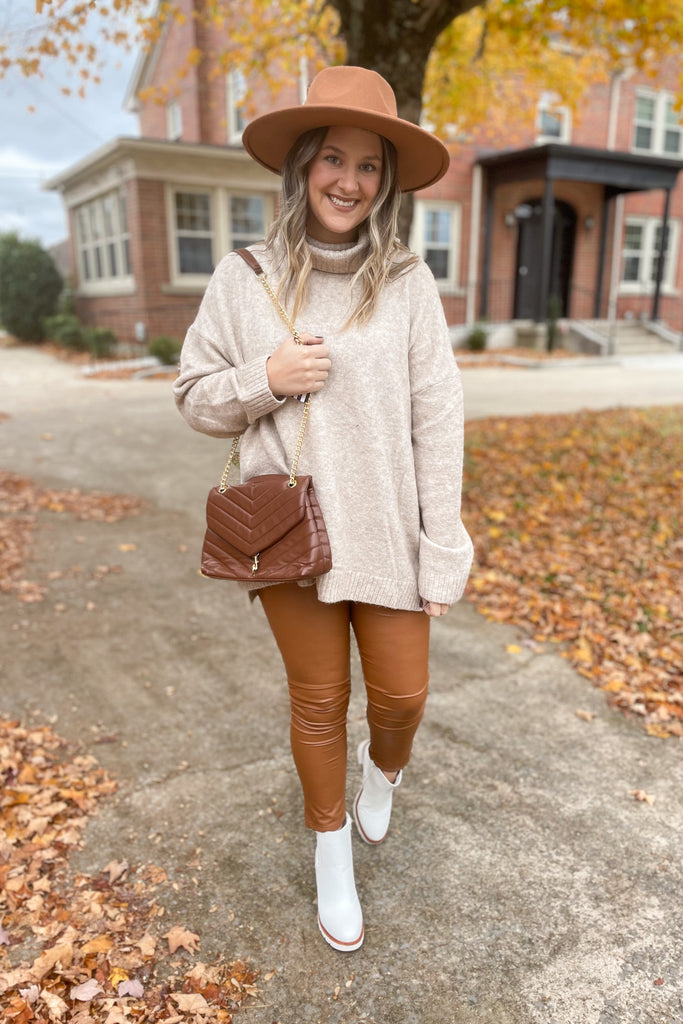 Fiona Leather Wide Waistband Leggings - Be You Boutique