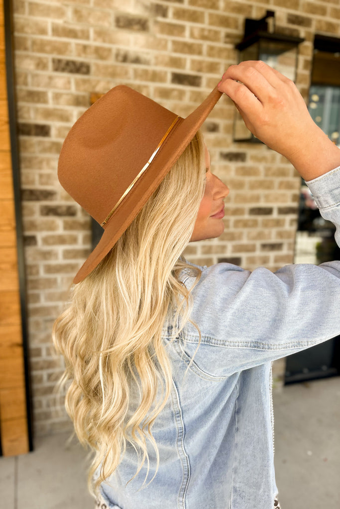 Fame Flat Brim Herringbone Chain Fedora - Be You Boutique