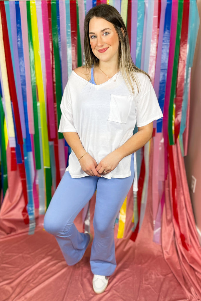 Holly Front Pocket Raw Edge Boyfriend Tee - Be You Boutique