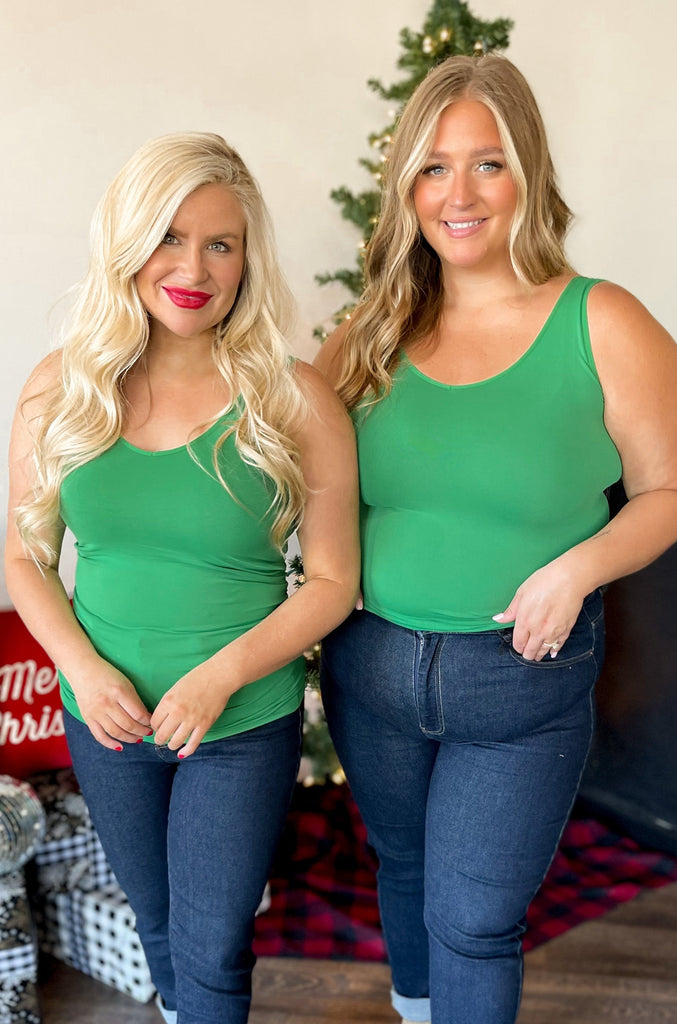 Cathy Basic Reversible Seamless Tank ~ Kelly Green - Be You Boutique