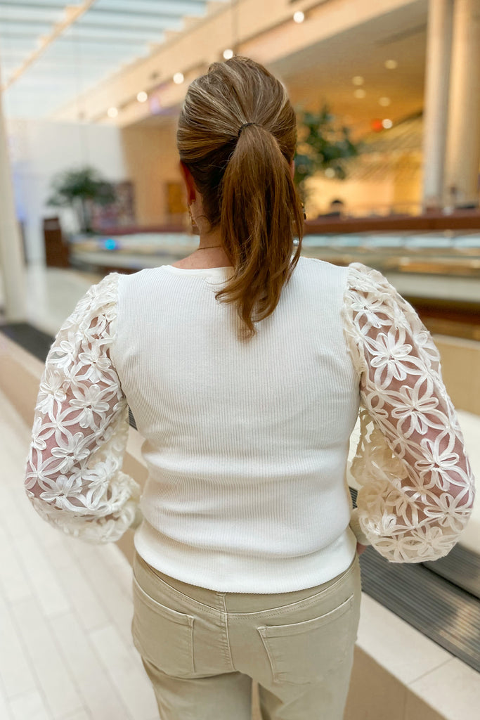 Marcel V Neck Long Sheer Sleeve Ribbed Top - Be You Boutique