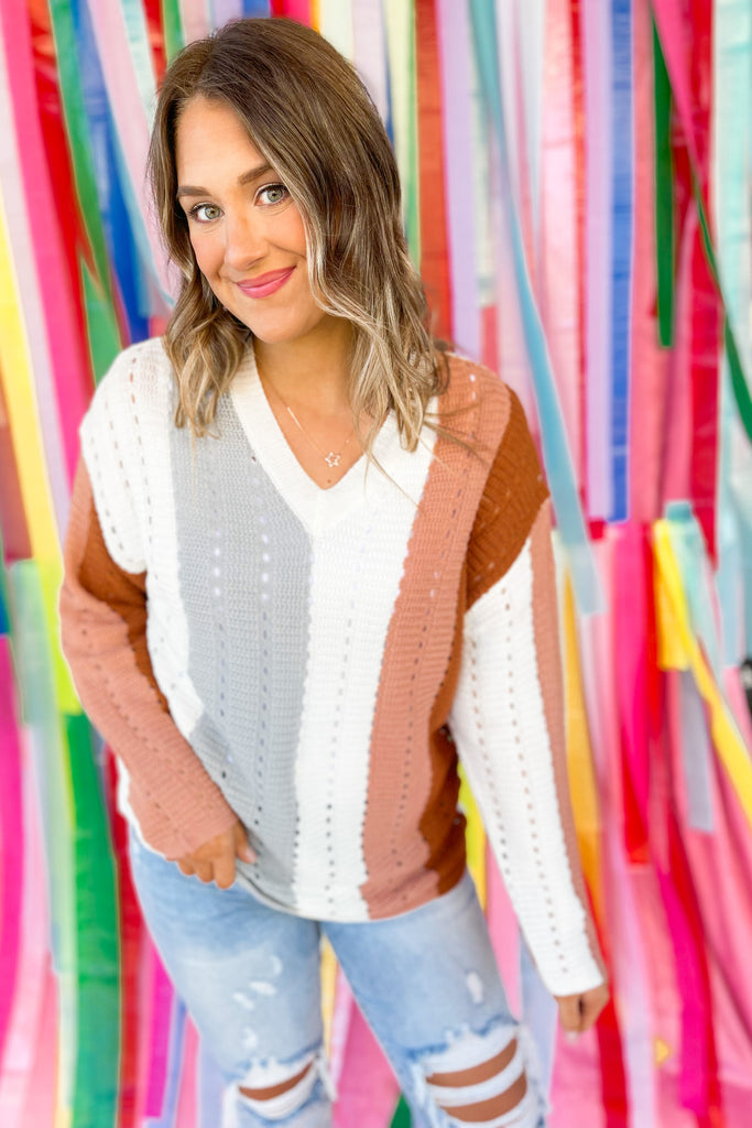 Dawson Colorblock Round  Neck Sweater - Be You Boutique