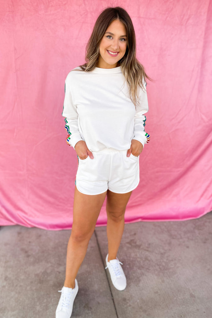 Serena Rainbow Sequin Trim Top and Short 2 Piece Set - Be You Boutique