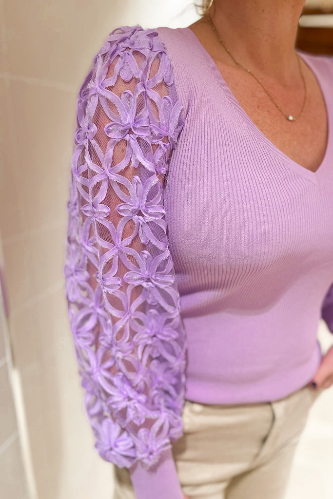 Marcel V Neck Long Sheer Sleeve Ribbed Top - Be You Boutique