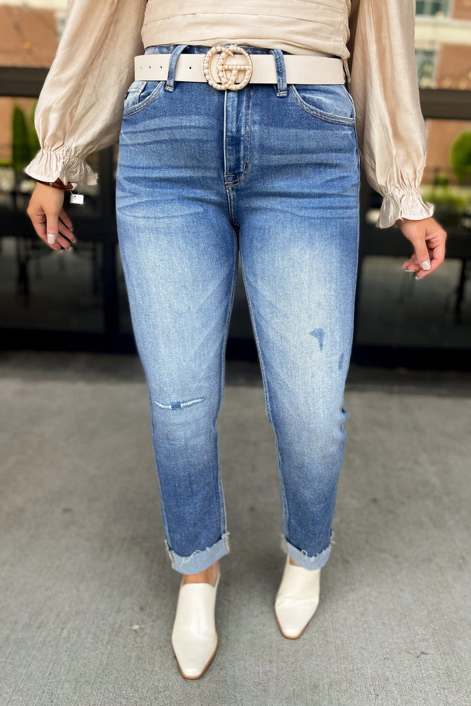 Kancan Kaly High Rise Cuffed Slim Straight Jeans - Be You Boutique