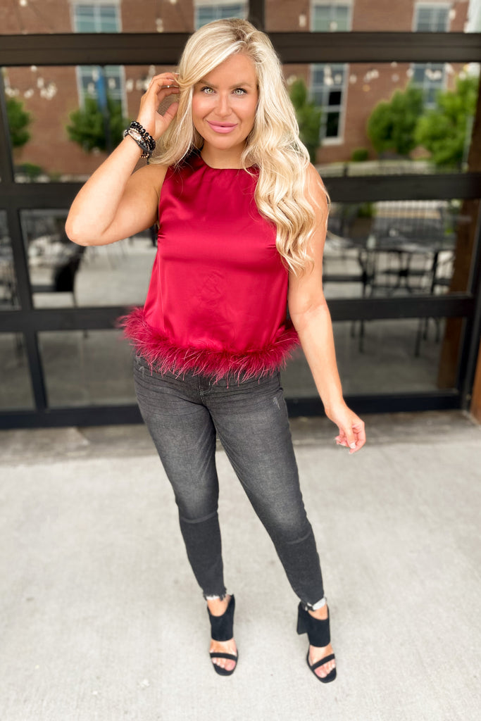 Eric Sleeveless Feather Trimmed Top  **FINAL SALE** - Be You Boutique