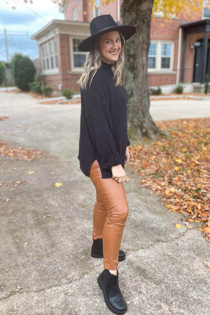 Fiona Leather Wide Waistband Leggings - Be You Boutique