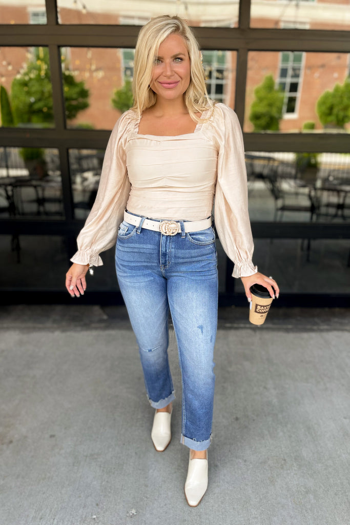 Kancan Kaly High Rise Cuffed Slim Straight Jeans - Be You Boutique