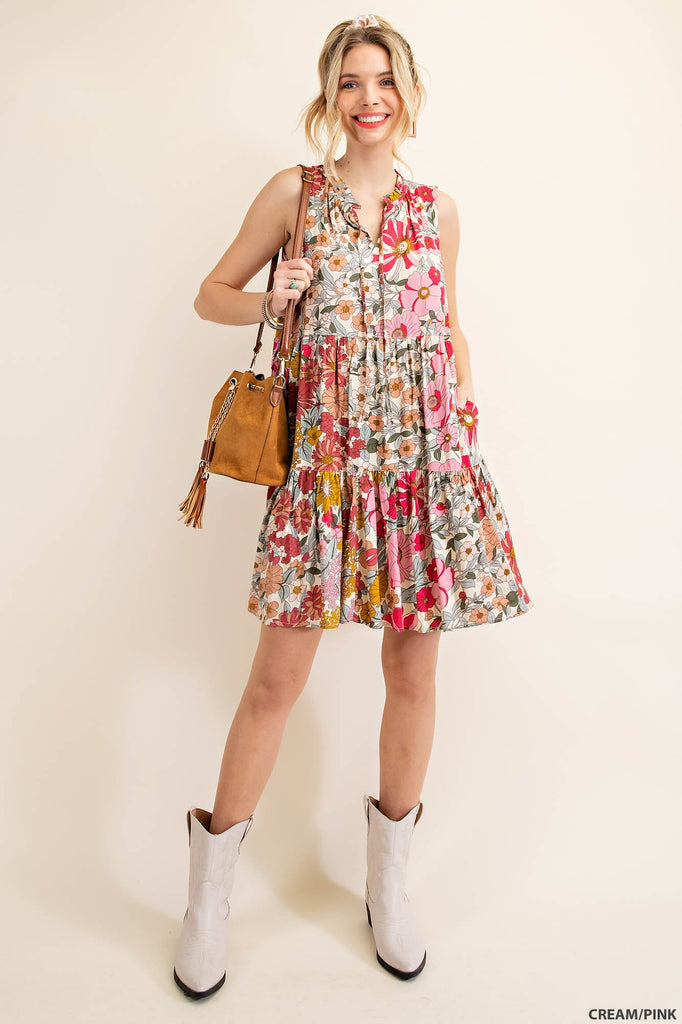 Peter Ruffle Collar Floral Print Dress - Be You Boutique