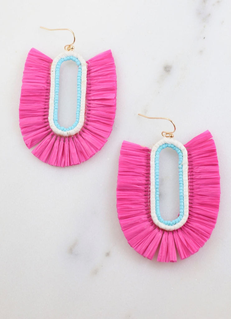Lafayette Raffia Drop Earrings (Multi) - Be You Boutique