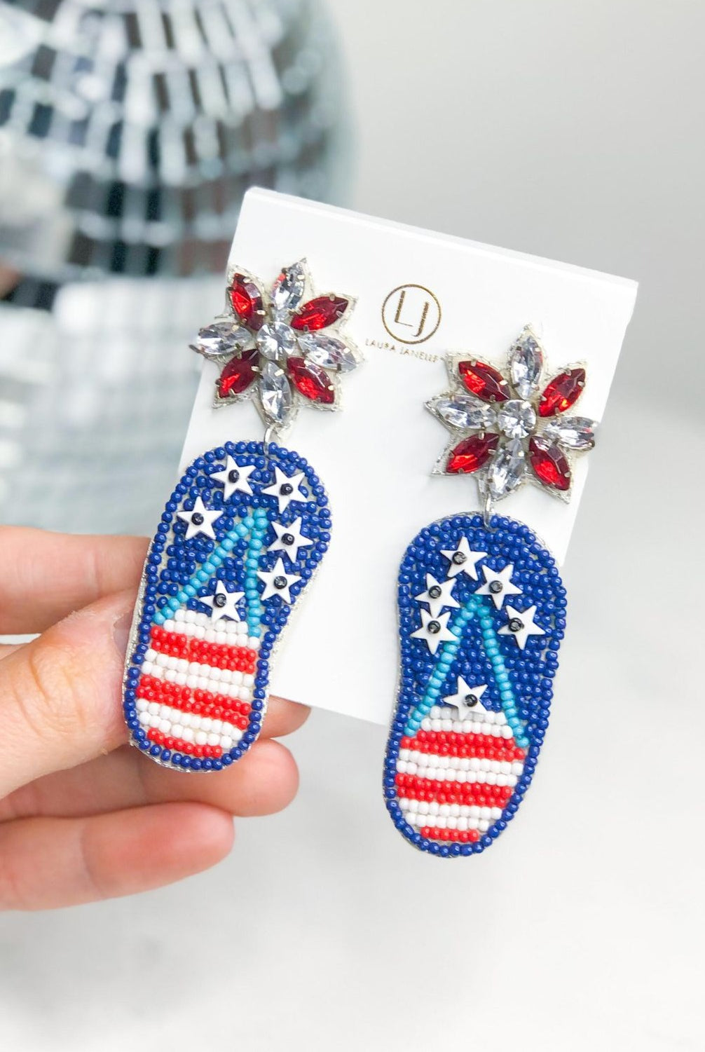 4th of July Red / White/ Blue Flip Flop Earrings - Be You Boutique