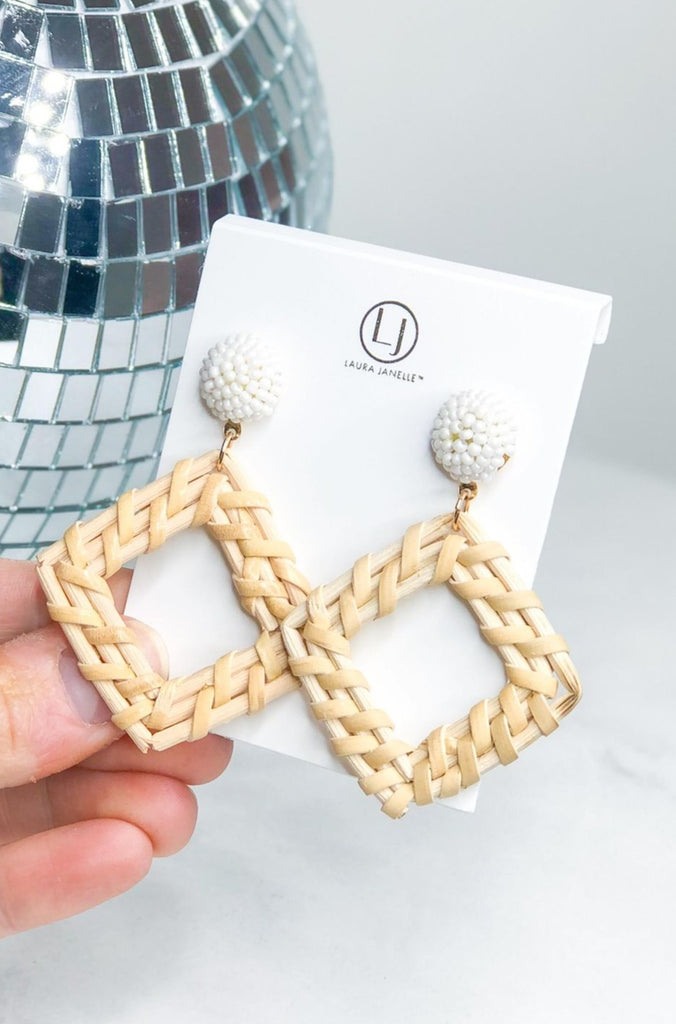 White Ragan Geometric Drop Earrings - Be You Boutique