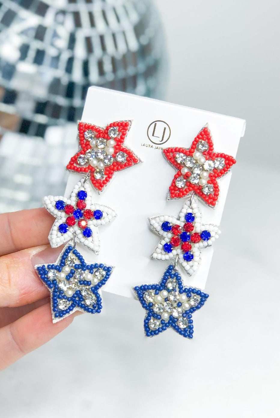 4th of July Red / White/ Blue Triple Star Earrings - Be You Boutique