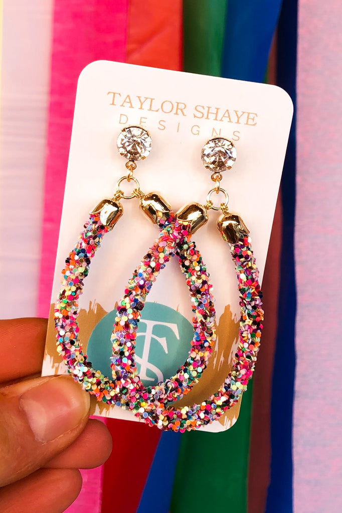 Taylor Shaye Glitter Teardrop Earrings - Be You Boutique